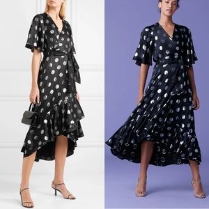 Women's Black Sareth Silk-metallic Jacquard Wrap Dress